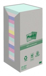 Samolepiaci bloček, 76x76 mm, 16x100 listov, ekologický, 3M POSTIT "Nature", mix pastelových farieb